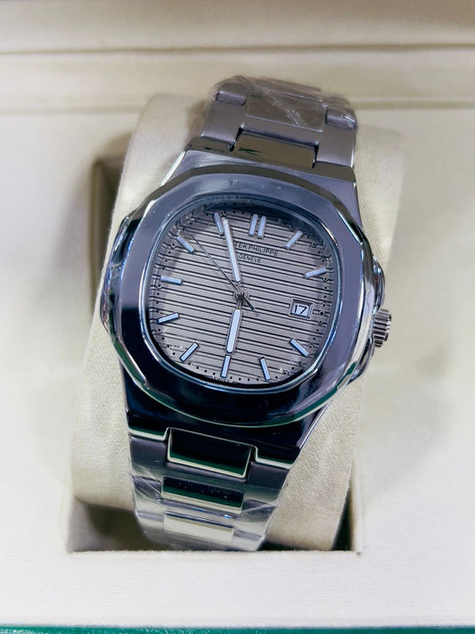 pp silver with Off white dial with date