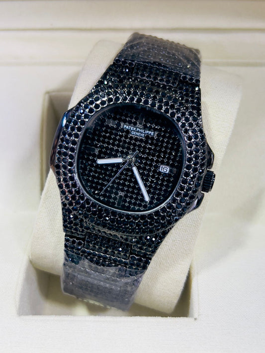 pp Black iced stones  with date