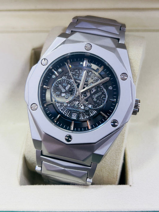 Hublot Shadowcore Watch - Silver with black dial with date